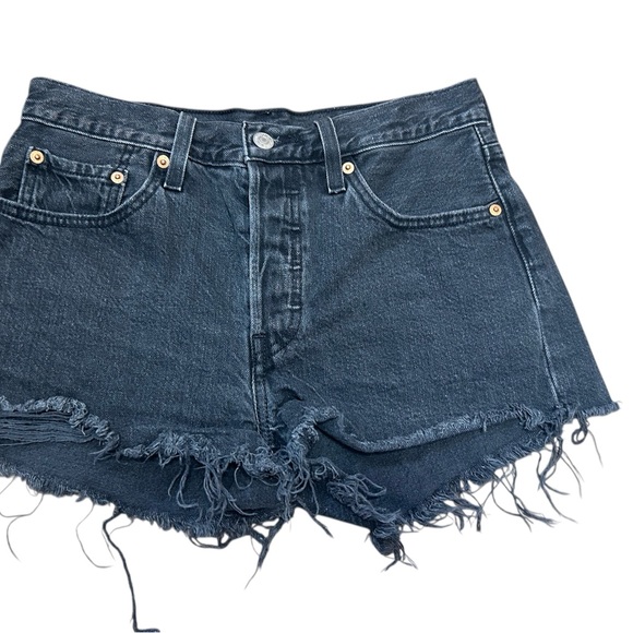 Levi's Pants - Levis 501 Off Black Frayed Hem Denim Shorts Size 27